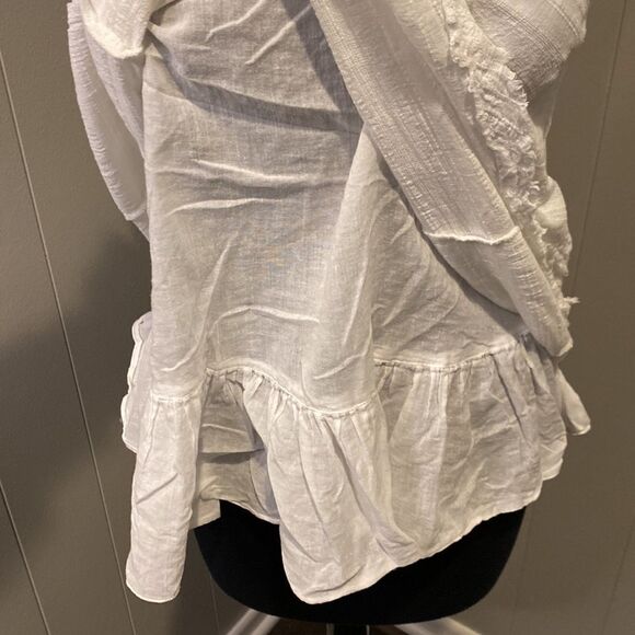 Anthropologie Lili’s Closet Extra Small Strap Tunic White 100% Cotton Pleated - Picture 5 of 9